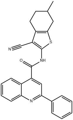 N-(3-cyano-6-methyl-4,5,6,7-tetrahydrobenzo[b]thiophen-2-yl)-2-phenylquinoline-4-carboxamide 结构式