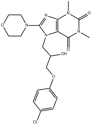 7-(3-(4-chlorophenoxy)-2-hydroxypropyl)-1,3-dimethyl-8-morpholino-3,7-dihydro-1H-purine-2,6-dione 结构式