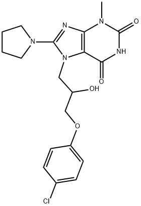 7-(3-(4-chlorophenoxy)-2-hydroxypropyl)-3-methyl-8-(pyrrolidin-1-yl)-3,7-dihydro-1H-purine-2,6-dione 结构式