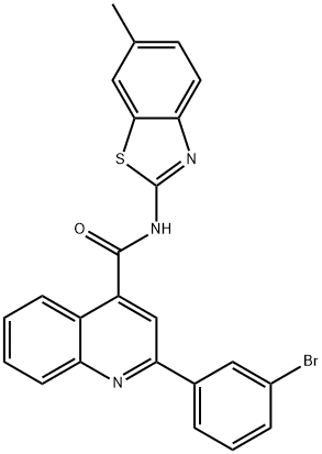 2-(3-bromophenyl)-N-(6-methyl-1,3-benzothiazol-2-yl)quinoline-4-carboxamide 结构式