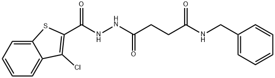 N-benzyl-4-{2-[(3-chloro-1-benzothien-2-yl)carbonyl]hydrazino}-4-oxobutanamide 结构式