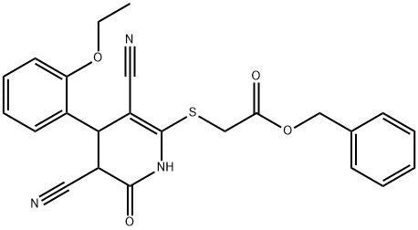 benzyl 2-((3,5-dicyano-4-(2-ethoxyphenyl)-6-oxo-1,4,5,6-tetrahydropyridin-2-yl)thio)acetate 结构式