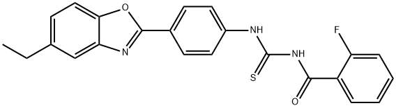 N-{[4-(5-ethyl-1,3-benzoxazol-2-yl)phenyl]carbamothioyl}-2-fluorobenzamide 结构式