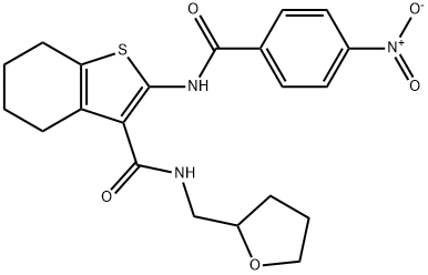 2-(4-nitrobenzamido)-N-((tetrahydrofuran-2-yl)methyl)-4,5,6,7-tetrahydrobenzo[b]thiophene-3-carboxamide 结构式