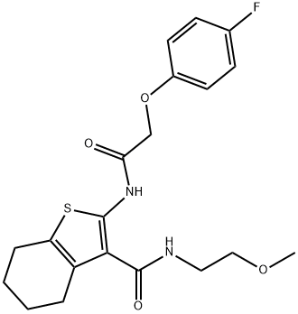 2-(2-(4-fluorophenoxy)acetamido)-N-(2-methoxyethyl)-4,5,6,7-tetrahydrobenzo[b]thiophene-3-carboxamide 结构式