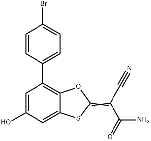 (Z)-2-(7-(4-bromophenyl)-5-hydroxybenzo[d][1,3]oxathiol-2-ylidene)-2-cyanoacetamide 结构式