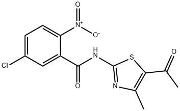 N-(5-acetyl-4-methylthiazol-2-yl)-5-chloro-2-nitrobenzamide 结构式