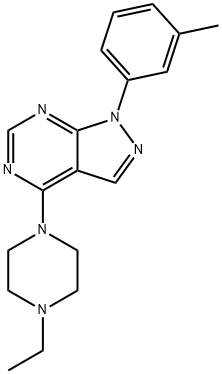 4-(4-ethylpiperazin-1-yl)-1-(m-tolyl)-1H-pyrazolo[3,4-d]pyrimidine 结构式