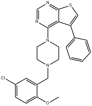 4-(4-(5-chloro-2-methoxybenzyl)piperazin-1-yl)-5-phenylthieno[2,3-d]pyrimidine 结构式