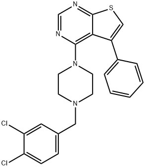 4-(4-(3,4-dichlorobenzyl)piperazin-1-yl)-5-phenylthieno[2,3-d]pyrimidine 结构式