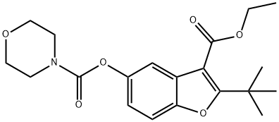 2-(tert-butyl)-3-(ethoxycarbonyl)benzofuran-5-yl morpholine-4-carboxylate 结构式