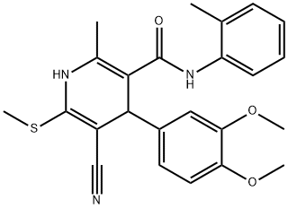 5-cyano-4-(3,4-dimethoxyphenyl)-2-methyl-6-(methylthio)-N-(o-tolyl)-1,4-dihydropyridine-3-carboxamide 结构式