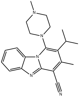 2-isopropyl-3-methyl-1-(4-methylpiperazin-1-yl)benzo[4,5]imidazo[1,2-a]pyridine-4-carbonitrile 结构式