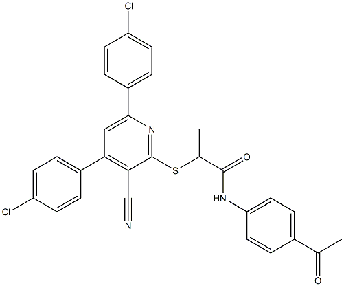 N-(4-acetylphenyl)-2-[4,6-bis(4-chlorophenyl)-3-cyanopyridin-2-yl]sulfanylpropanamide