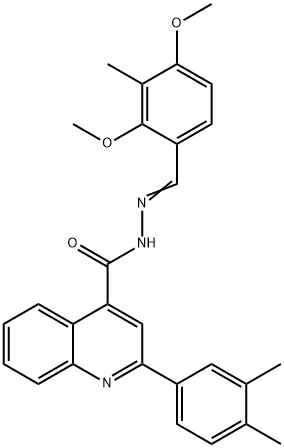 N-[(E)-(2,4-dimethoxy-3-methylphenyl)methylideneamino]-2-(3,4-dimethylphenyl)quinoline-4-carboxamide 结构式