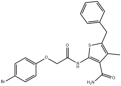 5-benzyl-2-{[(4-bromophenoxy)acetyl]amino}-4-methyl-3-thiophenecarboxamide 结构式