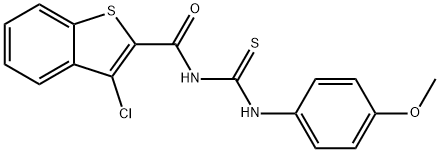 3-chloro-N-{[(4-methoxyphenyl)amino]carbonothioyl}-1-benzothiophene-2-carboxamide 结构式