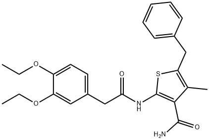 5-benzyl-2-{[(3,4-diethoxyphenyl)acetyl]amino}-4-methyl-3-thiophenecarboxamide 结构式