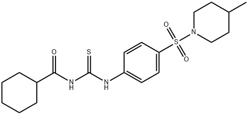 N-[({4-[(4-methyl-1-piperidinyl)sulfonyl]phenyl}amino)carbonothioyl]cyclohexanecarboxamide 结构式