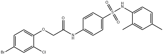 2-(4-bromo-2-chlorophenoxy)-N-(4-{[(2,4-dimethylphenyl)amino]sulfonyl}phenyl)acetamide 结构式