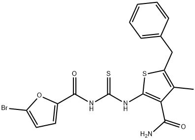 N-({[3-(aminocarbonyl)-5-benzyl-4-methyl-2-thienyl]amino}carbonothioyl)-5-bromo-2-furamide 结构式