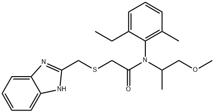 2-(((1H-benzo[d]imidazol-2-yl)methyl)thio)-N-(2-ethyl-6-methylphenyl)-N-(1-methoxypropan-2-yl)acetamide 结构式