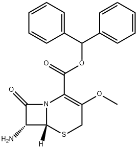 (6R,7R)-二苯甲基 7-氨基-3-甲氧基-8-氧亚基-5-硫杂-1-氮杂二环[4.2.0]辛-2-烯-2-甲酸基酯 结构式