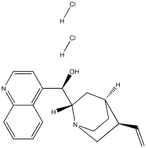 (1R)-喹啉-4-基((1S,2S,4S,5R)-5-乙烯基喹啉-2-基)甲醇二盐酸盐 结构式