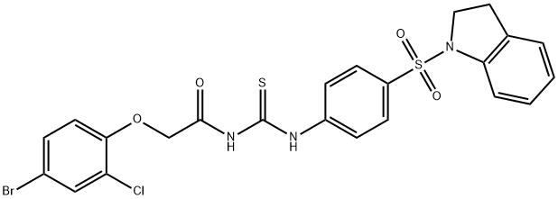 2-(4-bromo-2-chlorophenoxy)-N-({[4-(2,3-dihydro-1H-indol-1-ylsulfonyl)phenyl]amino}carbonothioyl)acetamide 结构式