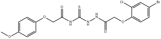 N-({2-[(4-bromo-2-chlorophenoxy)acetyl]hydrazino}carbonothioyl)-2-(4-methoxyphenoxy)acetamide 结构式