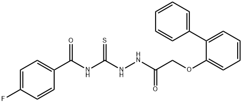 N-({2-[(2-biphenylyloxy)acetyl]hydrazino}carbonothioyl)-4-fluorobenzamide 结构式