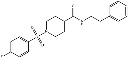 1-[(4-氟苯)磺酰基]-N-(2-苯乙基)哌啶-4-甲酰胺 结构式