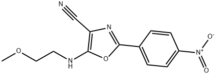 5-((2-methoxyethyl)amino)-2-(4-nitrophenyl)oxazole-4-carbonitrile 结构式