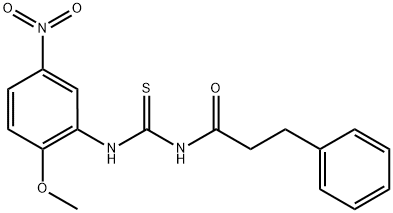 N-{[(2-methoxy-5-nitrophenyl)amino]carbonothioyl}-3-phenylpropanamide 结构式