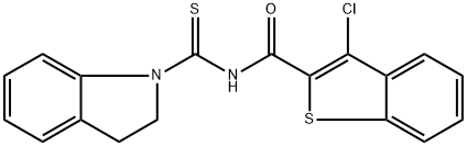 3-chloro-N-(2,3-dihydro-1H-indol-1-ylcarbonothioyl)-1-benzothiophene-2-carboxamide 结构式