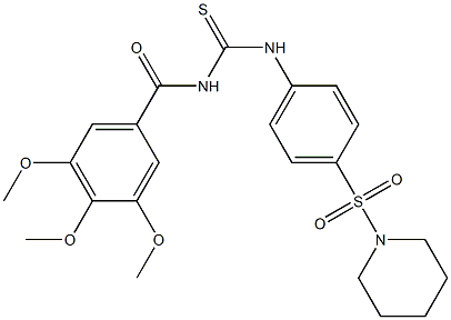 3,4,5-trimethoxy-N-({[4-(1-piperidinylsulfonyl)phenyl]amino}carbonothioyl)benzamide 结构式