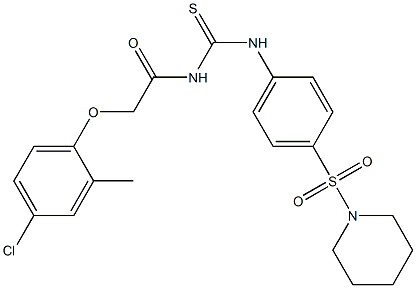 2-(4-chloro-2-methylphenoxy)-N-({[4-(1-piperidinylsulfonyl)phenyl]amino}carbonothioyl)acetamide 结构式