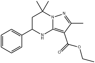 2,7,7-三甲基-5-苯基-4,5,6,7-四氢吡唑并[1,5-A]嘧啶-3-甲酸乙酯 结构式