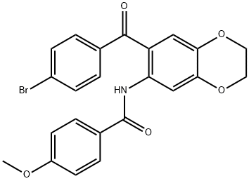 N-{7-[(4-bromophenyl)carbonyl]-2,3-dihydro-1,4-benzodioxin-6-yl}-4-methoxybenzamide 结构式