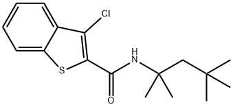 3-chloro-N-(2,4,4-trimethylpentan-2-yl)-1-benzothiophene-2-carboxamide 结构式