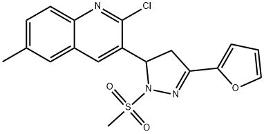 2-chloro-3-(3-(furan-2-yl)-1-(methylsulfonyl)-4,5-dihydro-1H-pyrazol-5-yl)-6-methylquinoline 结构式