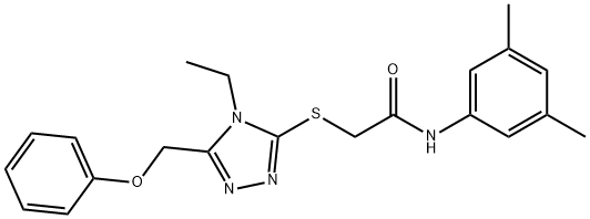 N-(3,5-dimethylphenyl)-2-[[4-ethyl-5-(phenoxymethyl)-1,2,4-triazol-3-yl]sulfanyl]acetamide 结构式