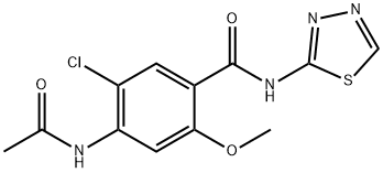 4-(acetylamino)-5-chloro-2-methoxy-N-(1,3,4-thiadiazol-2-yl)benzamide 结构式