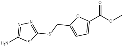 5-(5-Amino-[1,3,4]thiadiazol-2-ylsulfanylmethyl)-furan-2-carboxylic acid methyl ester 结构式