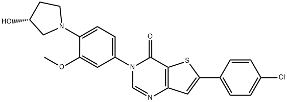 (R)-6-(4-氯苯基)-3-(4-(3-羟基吡咯烷-1-基)-3-甲氧苯基)噻吩并[3,2-D]嘧啶-4(3H)-酮 结构式