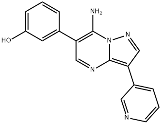 3-(7-amino-3-(pyridin-3-yl)pyrazolo[1,5-a]pyrimidin-6-yl)phenol 结构式
