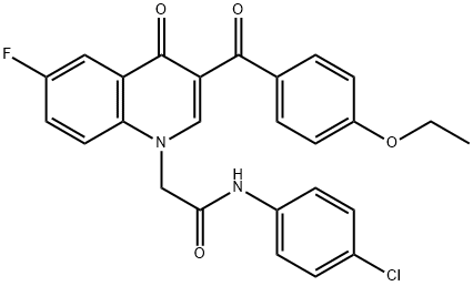 N-(4-chlorophenyl)-2-[3-(4-ethoxybenzoyl)-6-fluoro-4-oxoquinolin-1-yl]acetamide 结构式