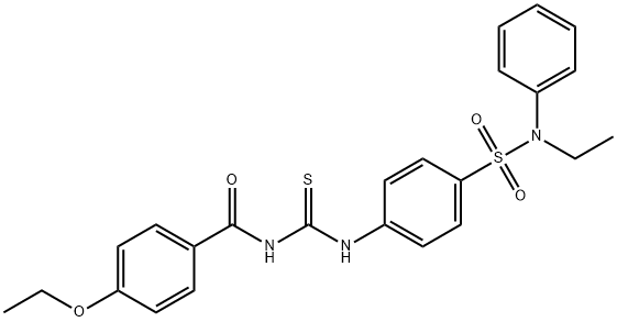 4-ethoxy-N-{[(4-{[ethyl(phenyl)amino]sulfonyl}phenyl)amino]carbonothioyl}benzamide 结构式