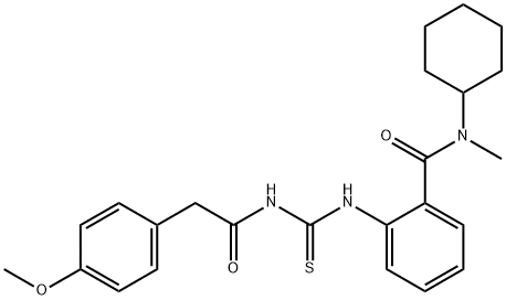 N-cyclohexyl-2-[({[(4-methoxyphenyl)acetyl]amino}carbonothioyl)amino]-N-methylbenzamide 结构式