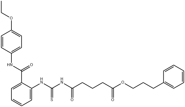 3-phenylpropyl 5-({[(2-{[(4-ethoxyphenyl)amino]carbonyl}phenyl)amino]carbonothioyl}amino)-5-oxopentanoate 结构式